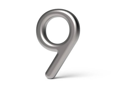 3D render metalik sayı 9