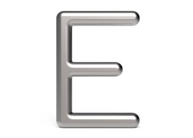 3D render metalik alfabe E