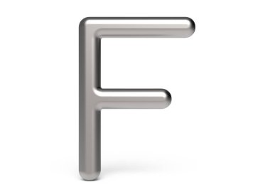 3D render metalik alfabe F