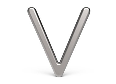 3D render metalik alfabe V