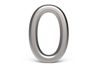 3D render metalik numarası 0