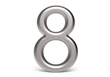 3D render metalik sayı 8