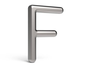 3D render metalik alfabe F