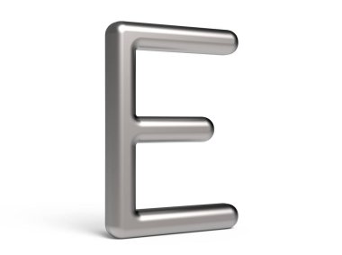 3D render metalik alfabe E
