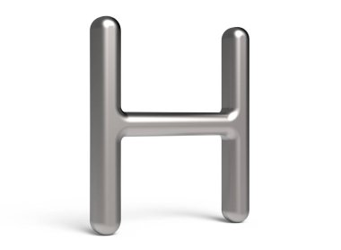 3D render metalik alfabe H