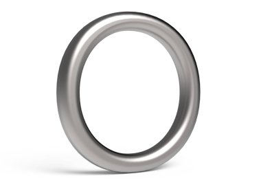 3D render metalik alfabesi O