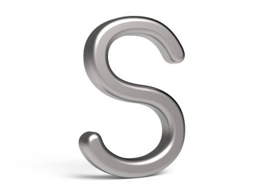 3D render metalik alfabe S