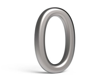 3D render metalik numarası 0