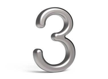 3D render metalik sayı 3