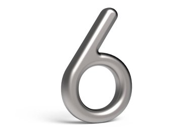 3D render metalik numarası 6