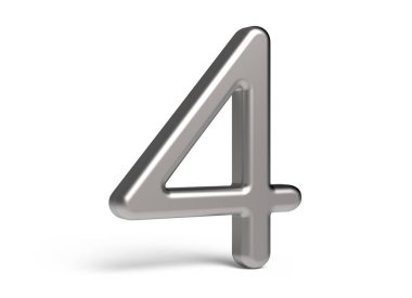3D render metalik sayı 4
