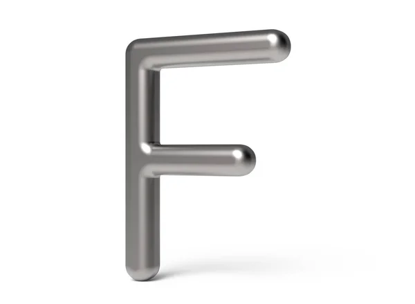 3D render metalik alfabe F — Stok fotoğraf