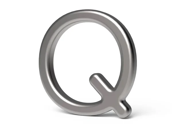 3D визуализация металлического алфавита Q — стоковое фото