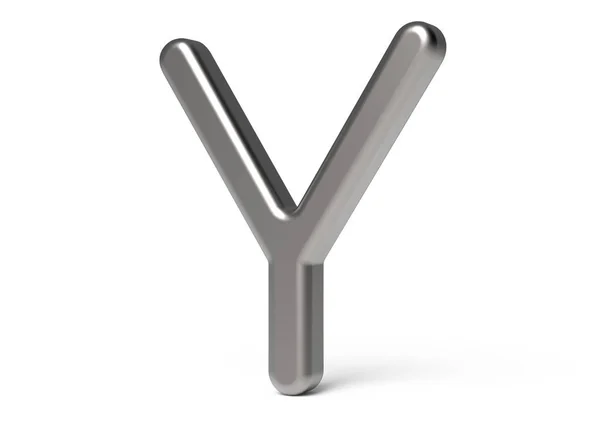 3D візуалізація металевого алфавіту Y — стокове фото