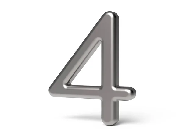 3d rendern metallische Zahl 4 — Stockfoto