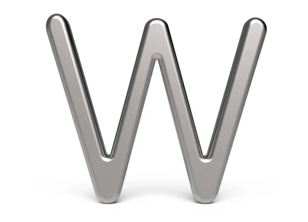 3D визуализация металлического алфавита W — стоковое фото