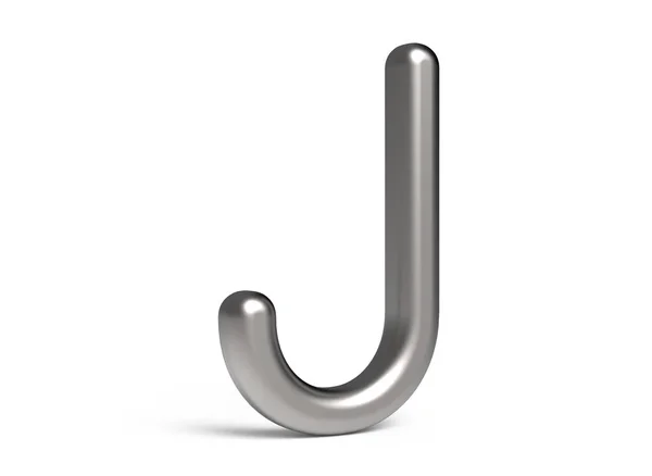 3D візуалізація металевий алфавіт J — стокове фото
