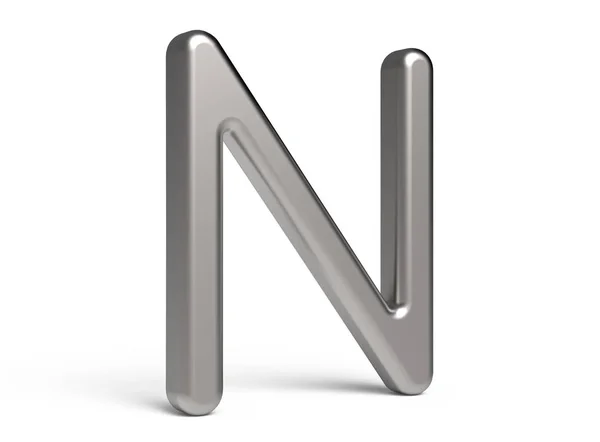 3D render metalicznej alfabet N — Zdjęcie stockowe