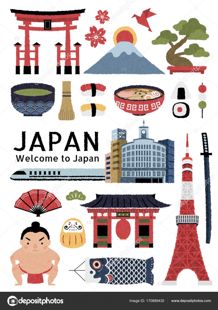 素敵な日本文化のシンボル セット ストックベクター ©kchungtw 170889430