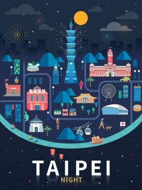 Taipei gece düz tasarım