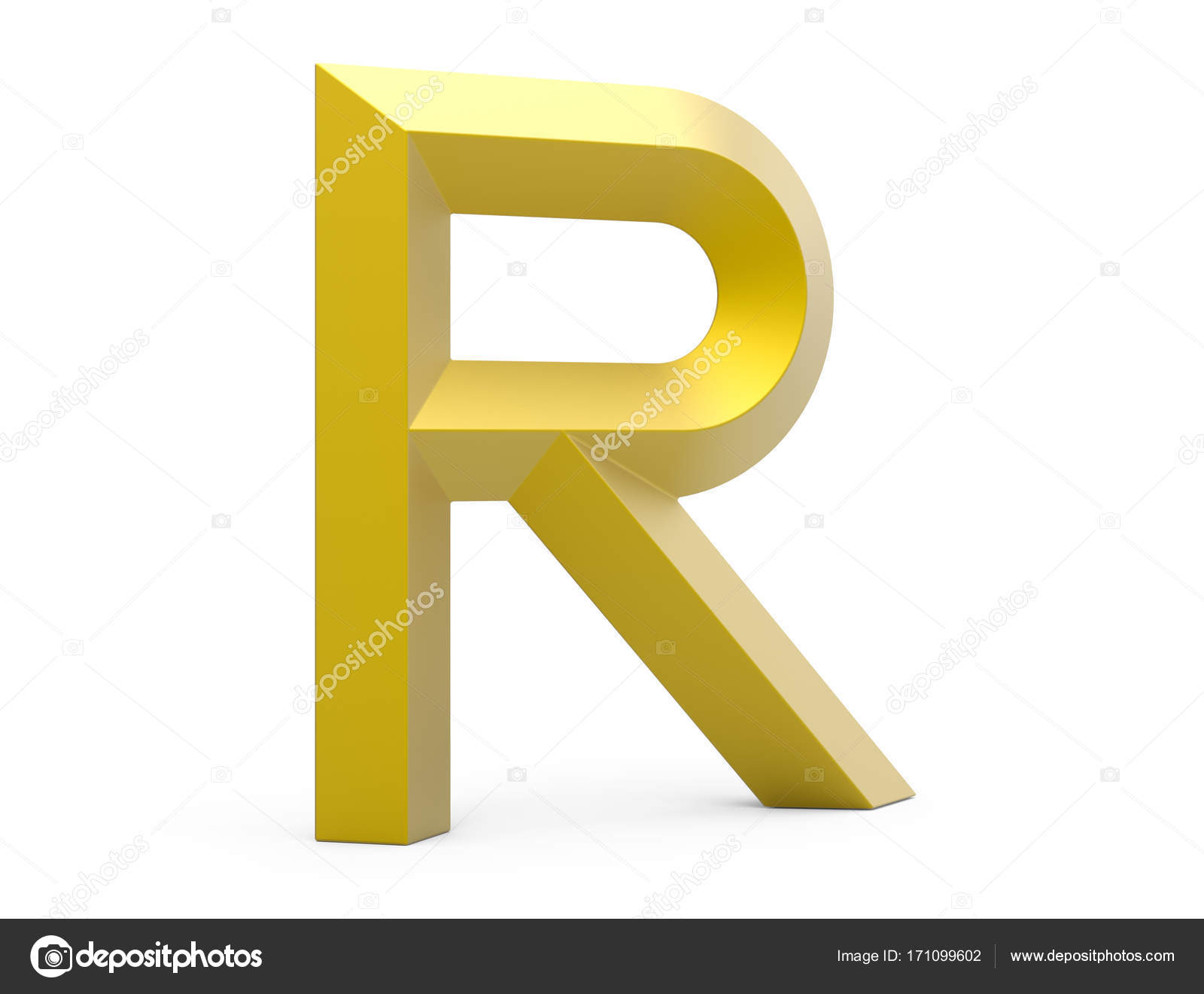 3D render golden beveled alphabet R — Stock Photo © kchungtw #171099602