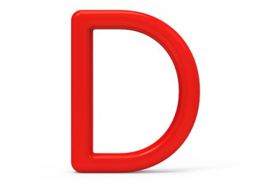 3D render kırmızı alfabe D