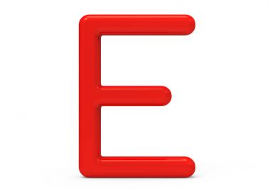 3D render kırmızı alfabe E