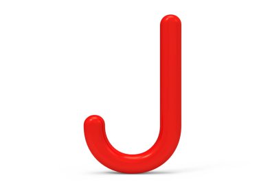 3D render kırmızı alfabe J