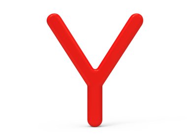 3D render kırmızı alfabe Y