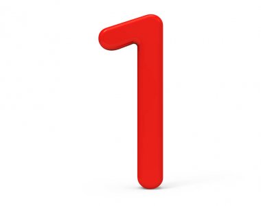 3D render kırmızı sayı 1