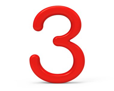 3D render kırmızı sayı 3