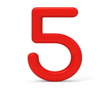 3D render kırmızı sayı 5