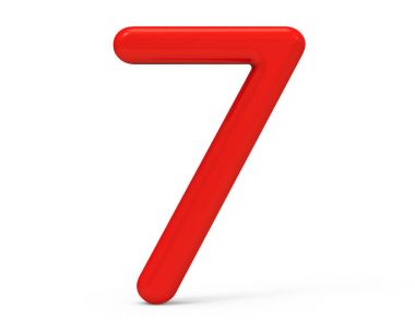 3D render kırmızı sayı 7