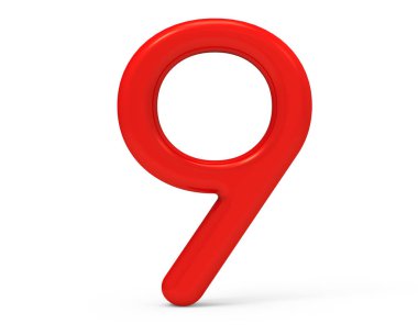 3D render kırmızı sayı 9