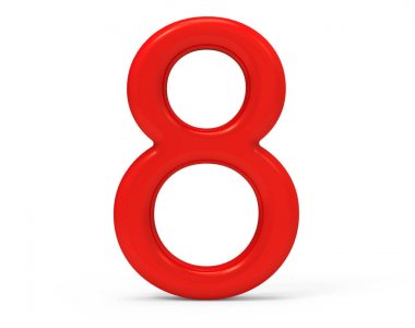 3D render kırmızı sayı 8