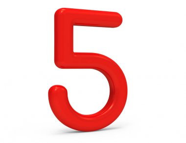 3D render kırmızı sayı 5