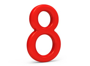 3D render kırmızı sayı 8