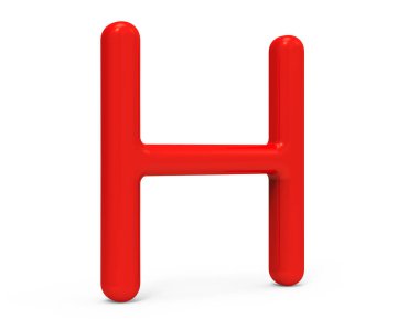 3D render kırmızı alfabe H