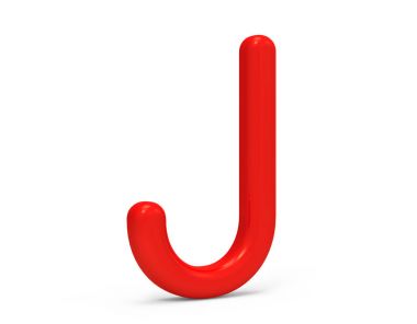 3D render kırmızı alfabe J