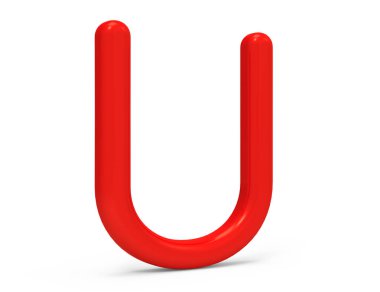 3D render kırmızı alfabe U