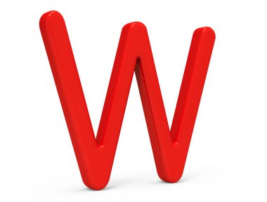 3D render kırmızı alfabe W