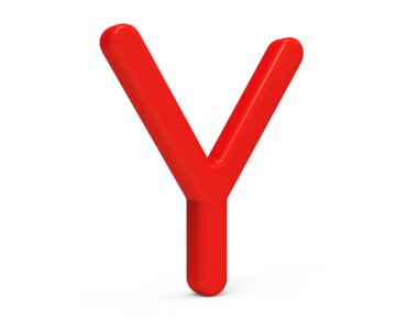 3D render kırmızı alfabe Y