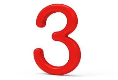 3D render kırmızı sayı 3