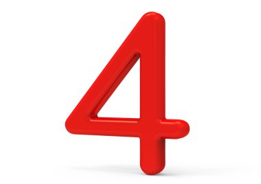 3D render kırmızı sayı 4