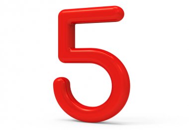 3D render kırmızı sayı 5