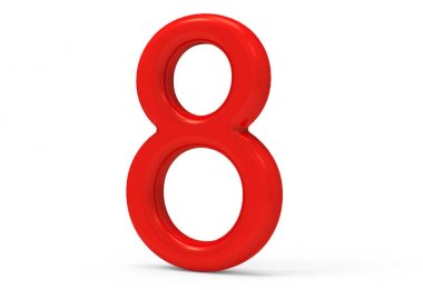 3D render kırmızı sayı 8