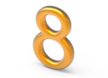 3D render altın sayı 8