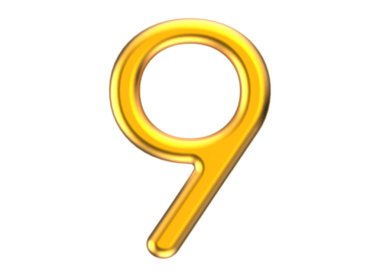 3D render altın sayı 9