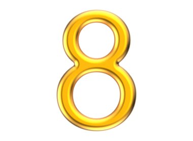 3D render altın sayı 8