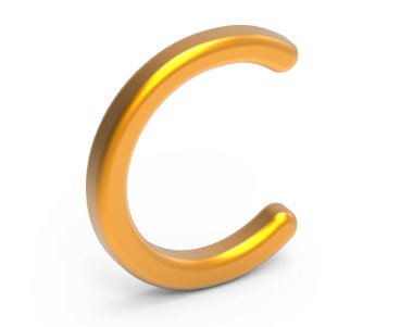 3D render metalik alfabe C